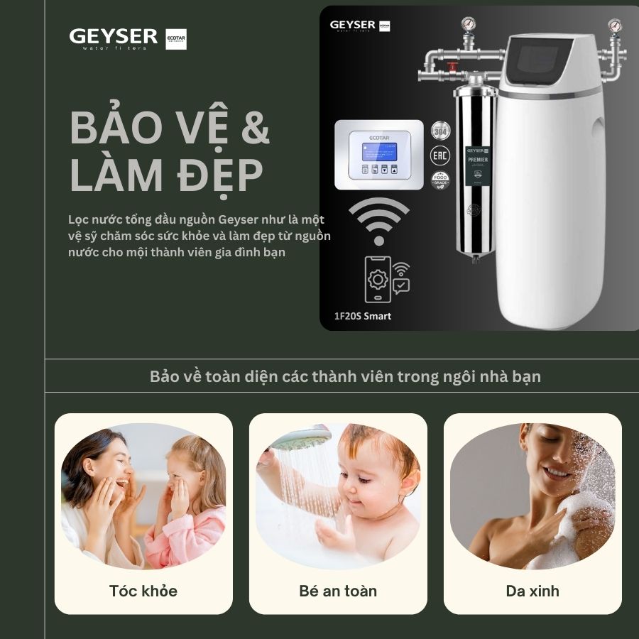 Hệ thống lọc tổng đầu nguồn gia đình tích hợp wifi thông minh Geyser Ecotar 1F20S Smart 4