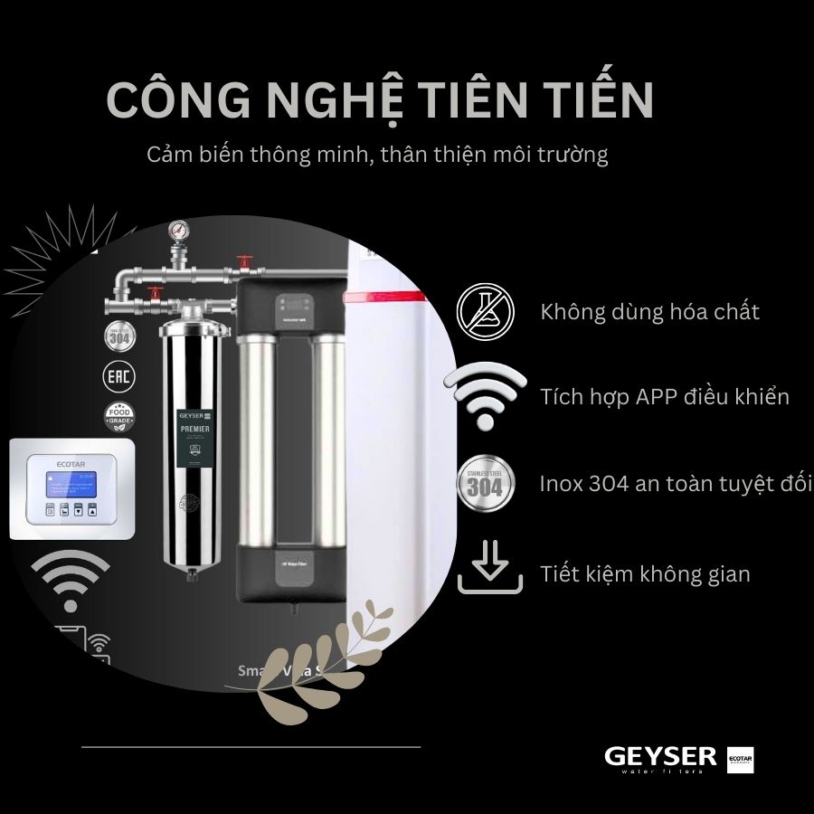 Hệ thống lọc tổng đầu nguồn villa biệt thự tích hợp điều khiển thông minh Geyser Ecotar Lux Smart Villa S 5