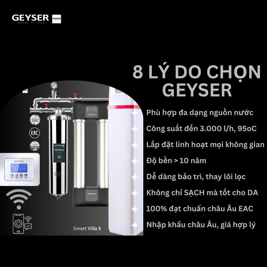 Hệ thống lọc tổng đầu nguồn villa biệt thự tích hợp điều khiển thông minh Geyser Ecotar Lux Smart Villa S 6