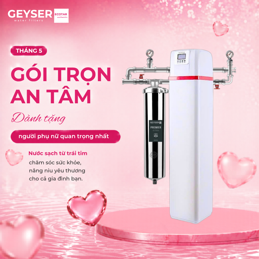 Hệ thống lọc nước đầu nguồn gia đình Geyser Ecotar 1F20F Smart tích hợp APP kết nối không dây