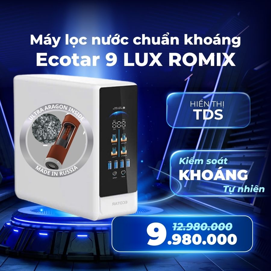 Máy lọc nước chuẩn khoáng thế hệ mới Geyser Ecotar 9 Lux ROMIX 