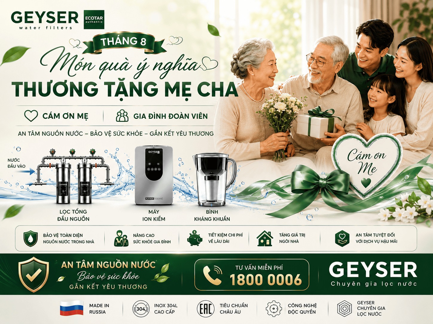 Khuyến mãi tháng 8: Trao nước sạch, gửi yêu thương cùng Geyser
